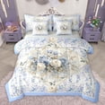 thumbnail image 1 of jejeloiu Retro Rustic Flower 7pcs Bedding Comforter Set,Natural Plant Lavender Queen Bedding Sets,White Blue Purple Queen Sheet Sets For Girls Kids,Super Cozy Room Decor Reversible, 1 of 8