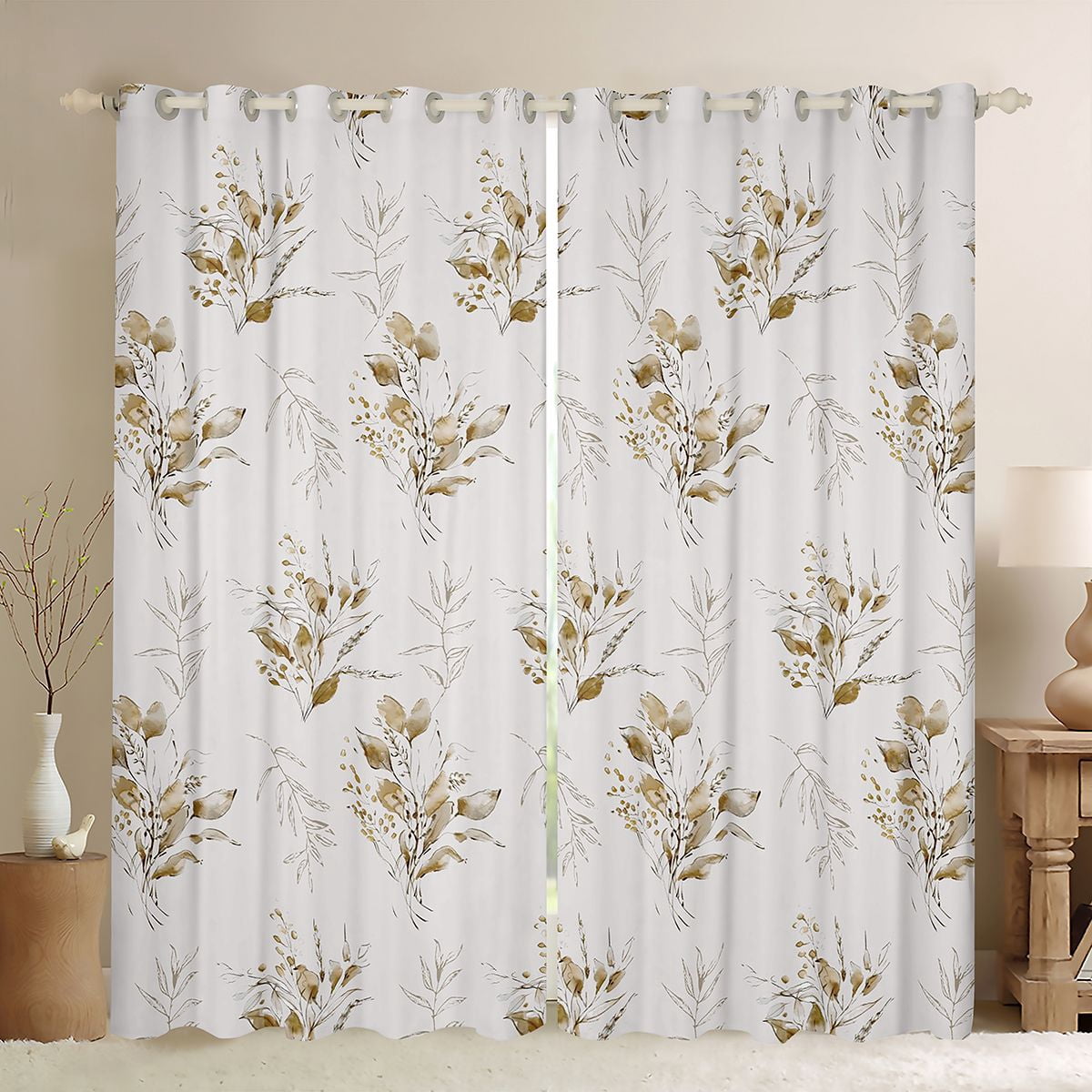 jejeloiu Retro Rustic Flower Curtains Pack of 2 (42x84 Each),Vintage ...