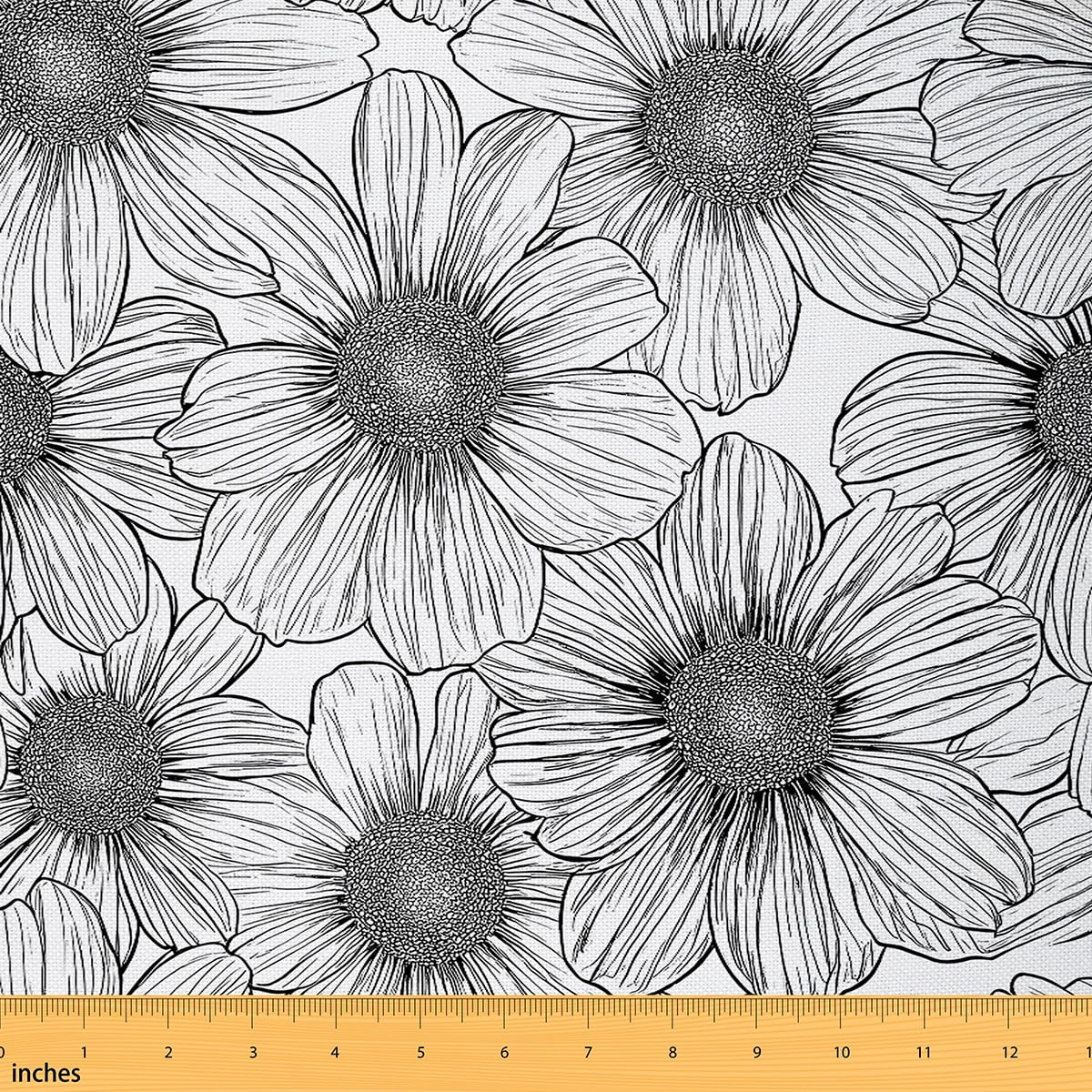 jejeloiu Retro Sketch Flower Fabric by the Yard 5 Yards,Rustic Floral Fabric for Sewing,Natural Plant Home Decor Fabric by the Yard For Princess,Luxury Bedroom Decor