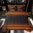 thumbnail image 1 of jejeloiu Retro Stripes Pattern 7pcs Bedding Comforter Set,Abstract Geometric Lines Queen Bedding Sets,Orange Black Queen Sheet Sets For Kids,Microfiber Bedroom Decor Reversible, 1 of 8
