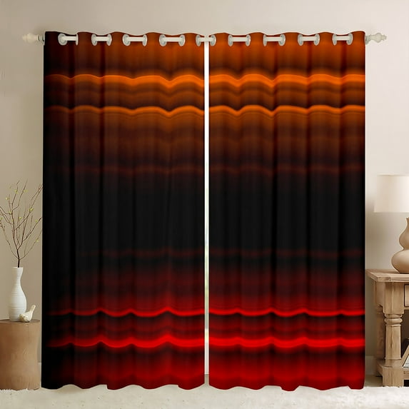 jejeloiu Retro Stripes Pattern Blackout Curtains Set of 2 (52x84 Each),Abstract Geometric Window Curtains,Red Black Curtains and Drapes For Kids,Microfiber Bedroom Decor