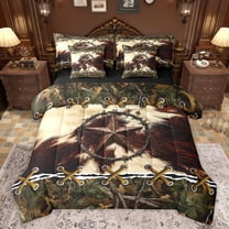 jejeloiu Retro Texas Stars 7-Piece Twin Bedding Sets,Rustic Cattle Hide Bedding Comforter Set,Country Farmhouse Sheet Sets For Adults,Ultra Soft Home Decor Reversible