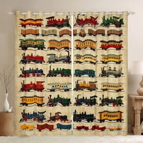 jejeloiu Retro Train Curtains Pack of 2 (42x84 Each),Steam Engine Theme Curtains Blackout,Colorful Car Bedroom Curtains For Biye Kids,Breathable Home Decor