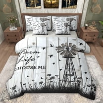 jejeloiu Retro Windmill 7-Piece Twin Bedding Sets,Rustic Farmhouse Cabin Bedding Comforter Set For Boys Girls Reversible