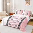 thumbnail image 1 of jejeloiu Ribbon Bow Bowtie Twin Sheet Sets,Geometric Stripes Twin Fitted Sheet,Princess Dot Bowknot Flat Sheet For Child,Ultra Soft Home Decor,3pcs, 1 of 7