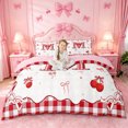 thumbnail image 1 of jejeloiu Ribbon Bow Duvet Cover Set For Girls,Red 3D Cartoon Initial Letter M Bedding Full For Kids,Pink Reversible,3 Pieces(No Comforter), 1 of 6
