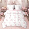 thumbnail image 1 of jejeloiu Ribbon Bow Knot 7-Piece Twin Bedding Sets,Pink Cartoon Bowtie Bedding Comforter Set For Girls Reversible, 1 of 8