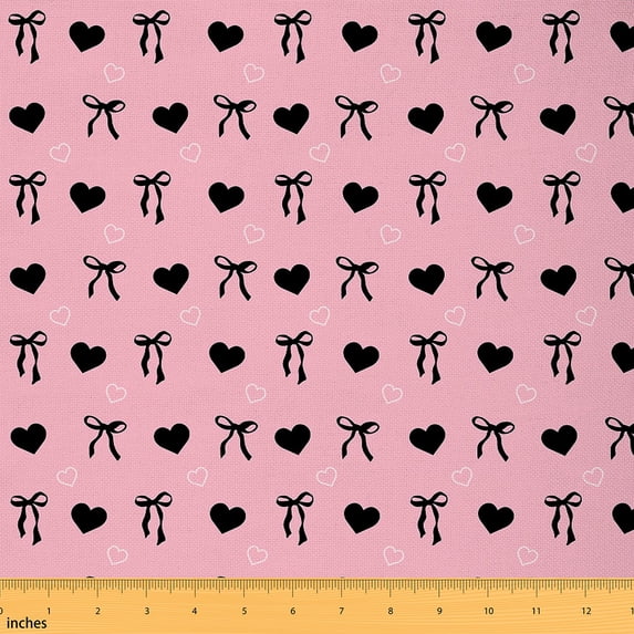 jejeloiu Ribbon Bow Fabric(1 Yard),Black Heart,Pink Black,Ultra Soft Decor