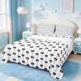 thumbnail image 1 of jejeloiu Ribbon Bow Tie Bed Sheets,Grid Bowknot King Sheets,Black Geometric Lines Sheet Set For Child,Lightweight Room Decorative,4-Piece, 1 of 7