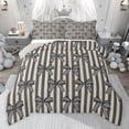 thumbnail image 1 of jejeloiu Ribbon Bow Tie Twin Comforter Sets,Gray Beige Striped Bedding Set For Girl Teens Reversible 2-Piece, 1 of 8