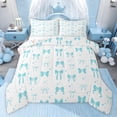 thumbnail image 1 of jejeloiu Ribbon Bowknot Bow Queen Comforter Set,White Blue Bedding Comforter Set For Bowtie Girls Reversible 3pcs, 1 of 7