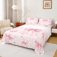 thumbnail image 1 of jejeloiu Ribbon Bowknot Print Full Size Sheets,Classic Geometric Checkered Bed Sheets For Kids 4 Pieces, 1 of 7