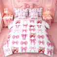 thumbnail image 1 of jejeloiu Ribbon Bows 7 Pieces Bedding Comforter Set,Red Kawaii Strawberry Full Bedding Set For Girls Kids Reversible, 1 of 7