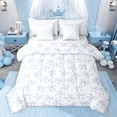 thumbnail image 1 of jejeloiu Ribbon Bowtie Print 7-Piece Twin Bedding Sets,Blue Bowknot Pattern Bedding Comforter Set For Kids Reversible, 1 of 8