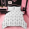 thumbnail image 1 of jejeloiu Ribbon Cute Bowtie Full Size Comforter Sets,Kawaii Black Loves Bedding Sets For Teens Reversible 3-Piece, 1 of 8