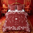 thumbnail image 1 of jejeloiu Rich Paisley 7pcs Queen Bedding,Bohemian Print Bedding Comforter Set Queen For Adults,Red White,Reversible, 1 of 7