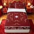 thumbnail image 1 of jejeloiu Rich Paisley Zipper Twin Comforter Sets with Fitted Sheet and 2 Pillowcases,Bohemian Print Zipper Bedding Set For Adults,Red White,Reversible,4-Piece, 1 of 7