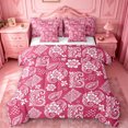 thumbnail image 1 of jejeloiu Romantic Paisley 7pcs Queen Bedding For Men Women,Delicate Print Bedding Comforter Set Queen,Magenta White,Reversible, 1 of 7