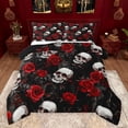 thumbnail image 1 of jejeloiu Romantic Red Rose Bedding Comforter Set,Gothic Skull Skeleton Twin Comforter Sets,Velantine Flowers Bedding Set For Men Women,Luxury Bedroom Decor Reversible,2-Piece, 1 of 8