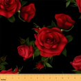 thumbnail image 1 of jejeloiu Romantic Rose Floral Fabric by the Yard 2 Yards,Spring Rustic Flower Room Decor Fabric by the Yard,Red Green Black Fabric for Sewing For Teens,Microfiber Bedroom Decor, 1 of 6