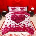 thumbnail image 1 of jejeloiu Romantic Rose Flowers Bedding Comforter Set,Happy Valentine'S Day Twin Comforter Sets,Cartoon Heart Loves Bedding Set For Girls,Super Cozy Room Decor Reversible,2pcs, 1 of 8