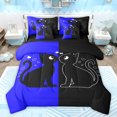 thumbnail image 1 of jejeloiu Romantic Valentine'S Day 7-Piece Twin Bedding Sets,Cute Cat Kitten Bedding Comforter Set,Deepblue Black Sheet Sets For Girls,Ultra Soft Home Decor Reversible, 1 of 8