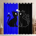 thumbnail image 1 of jejeloiu Romantic Valentine'S Day Curtains Pack of 2 (42x84 Each),Cute Cat Kitten Curtains Blackout,Deepblue Black Bedroom Curtains For Girls,Ultra Soft Home Decor, 1 of 6