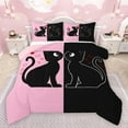 thumbnail image 1 of jejeloiu Romantic Valentine'S Day Queen Comforter Set,Cute Cat Kitten Bedding Sets,Pink Black Bedding Comforter Set For Girls,Ultra Soft Home Decor Reversible,3pcs, 1 of 8