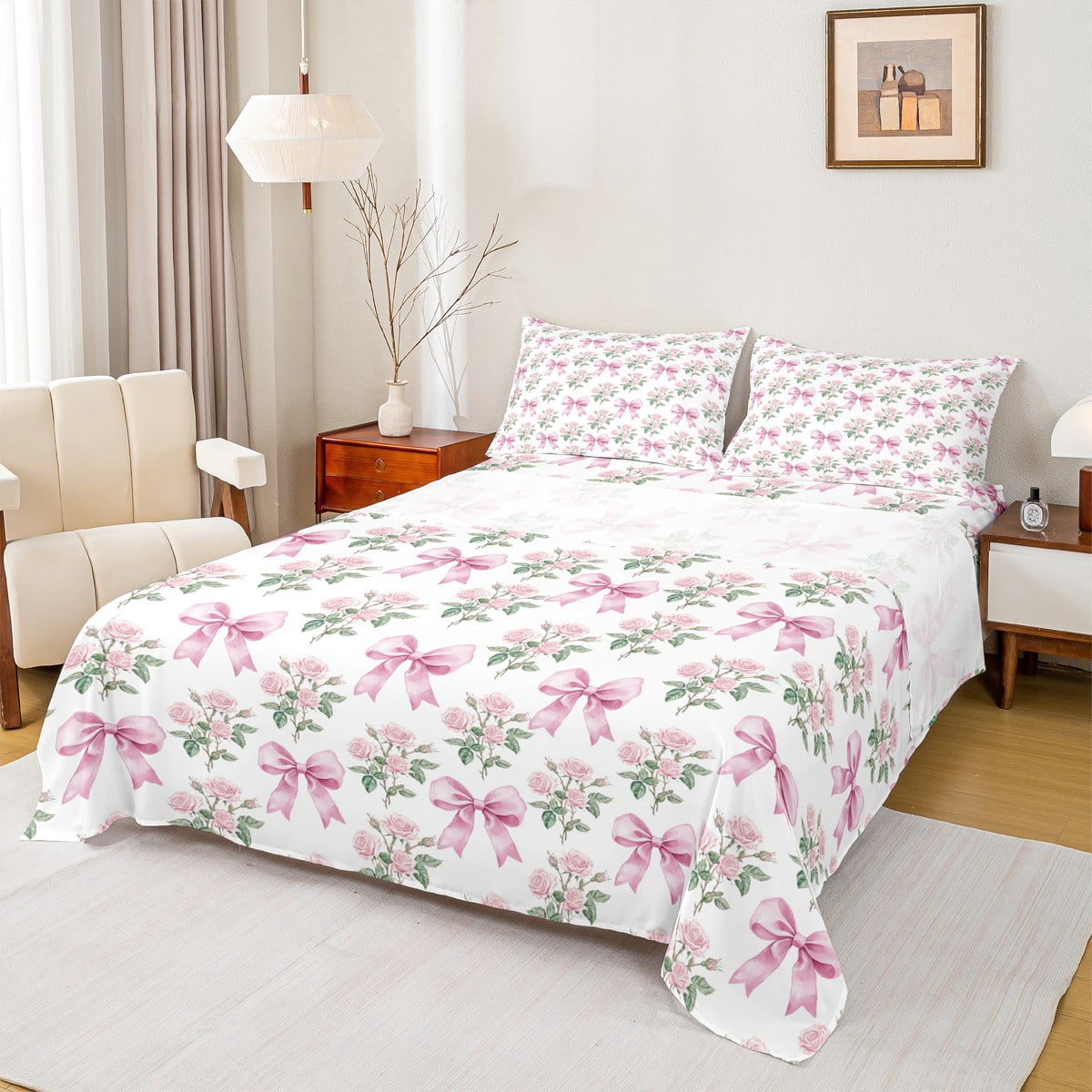 Pink Roses Sheets jejeloiu Romsntic Pink Rose Bed Sheets,Kawaii Flower Floral King Sheets ...