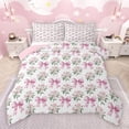 thumbnail image 1 of jejeloiu Romsntic Pink Rose Queen Comforter Set,Kawaii Flower Floral Bedding Sets,Chic Bowtie Ribbon Bedding Comforter Set For Girl Kids,Breathable Home Decor Reversible,3 Pieces, 1 of 8