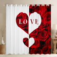 thumbnail image 1 of jejeloiu Rose Loves Pattern Blackout Curtains Set of 2 (52x84 Each),Romsntic Valentins'S Day Window Curtains,Red White Curtains and Drapes For Men Women,Luxury Bedroom Decor, 1 of 6