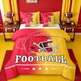 thumbnail image 1 of jejeloiu Rugby Ball 7pcs Bedding Comforter Set,Red Yellow Queen Bedding Sets For Boys Kids Reversible, 1 of 8