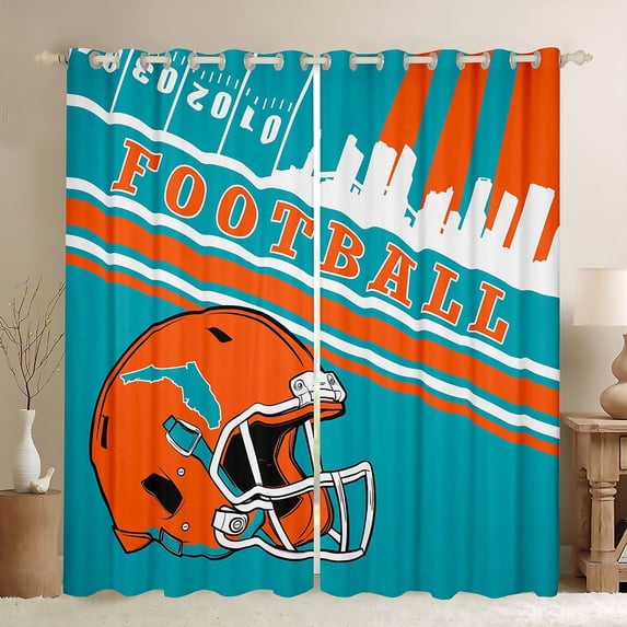 jejeloiu Rugby Ball Game Curtains Pack of 2 (42x84 Each),Football Sport Theme Curtains Blackout For Teens