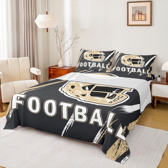 jejeloiu Football City Twin 3 Piece Bed Sheet Set for Adults