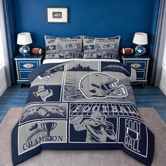 jejeloiu Rugby Ball Gamer Twin Comforter Sets,Teens Football Games Bedding Set For Ball Lovers Reversible 2-Piece