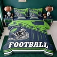 thumbnail image 1 of jejeloiu Rugby Ball Games 7-Piece Bedding Comforter Set,Green Deepblue King Bedding Sets For Kids Reversible, 1 of 8