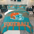 thumbnail image 1 of jejeloiu Rugby Ball Gaming Full Size Comforter Sets,Cyan Orange Bedding Sets For Football Gamer Reversible 3pcs, 1 of 8