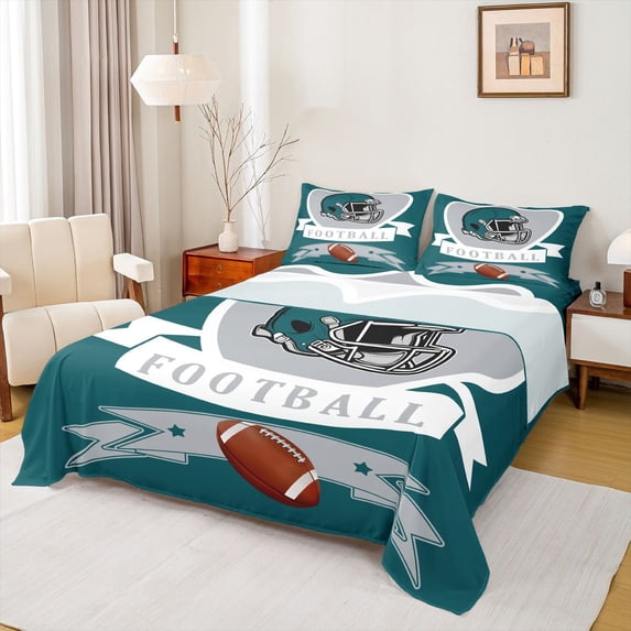 jejeloiu Rugby Helmet Twin 3-Piece Reversible Kids Football Sport Sheet Set