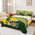 thumbnail image 1 of jejeloiu Rugby City Silhouette Bed Sheets,Yellow Green Football Helmet King Sheets For Kids 4pcs, 1 of 7