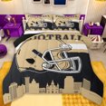 thumbnail image 1 of jejeloiu Rugby City Silhouette Queen Comforter Set,Gold Black Bedding Comforter Set For Kids Reversible 3-Piece, 1 of 8