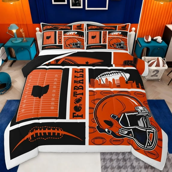 jejeloiu Rugby Football City Twin Comforter Sets,Boys Ball Game Bedding Set For Men Women Reversible 2 Pieces