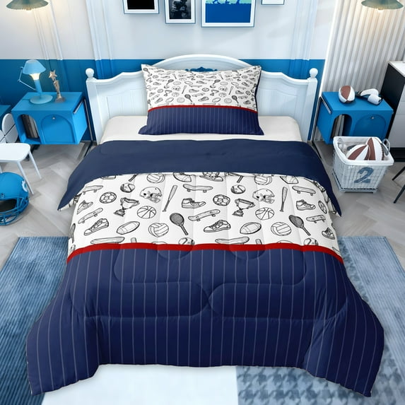 jejeloiu Rugby Football Helmet Twin Comforter Sets,Boys Ball Game Bedding Set For Sport Gamer Reversible 2pcs