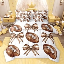 jejeloiu Rugby Football Sport 7-Piece Twin Bedding Sets,Brown Cute Bowknot Bedding Comforter Set For Boys Girls Reversible