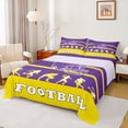 thumbnail image 1 of jejeloiu Rugby Game Gamer Twin Sheet Sets,Football Sport Theme Twin Fitted Sheet,Purple Yellow Flat Sheet For Boys Teens,Luxury Bedroom Decor,3 Pieces, 1 of 7
