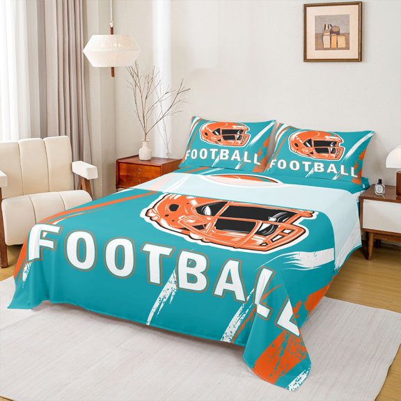 jejeloiu Rugby Game Gaming Bed Sheets,Football Sport Lover King Sheets For Kids 4 Pieces