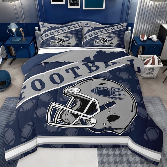 jejeloiu Rugby Game Gaming Twin Comforter Sets,Kids Football Sport Bedding Set For Teens Reversible 2 Pieces