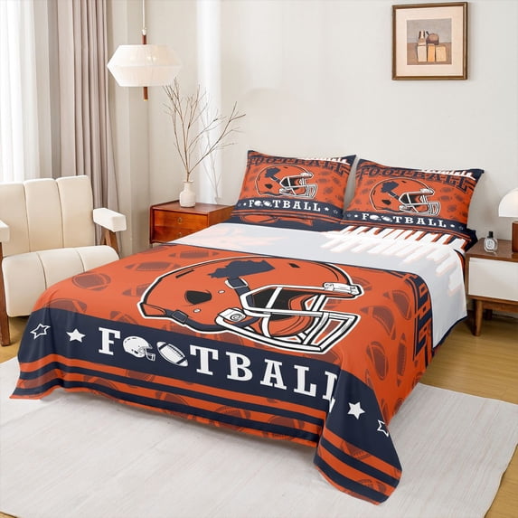 jejeloiu Rugby Game Sport Bed Sheets,Boys Ball Game King Sheets For Teens 4pcs