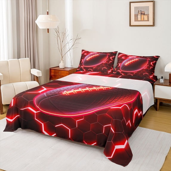 jejeloiu Rugby Gaming Twin 3-Piece Reversible American Ball Sport Sheet Set