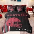 thumbnail image 1 of jejeloiu Rugby Helmet Pattern 7 Pieces Bedding Comforter Set,Red Black Full Bedding Set For Boys Teens Reversible, 1 of 8
