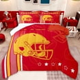 thumbnail image 1 of jejeloiu Rugby Helmet Pattern Full Size Comforter Sets,Yellow Red Bedding Sets For Boys Teens Reversible 3pcs, 1 of 8